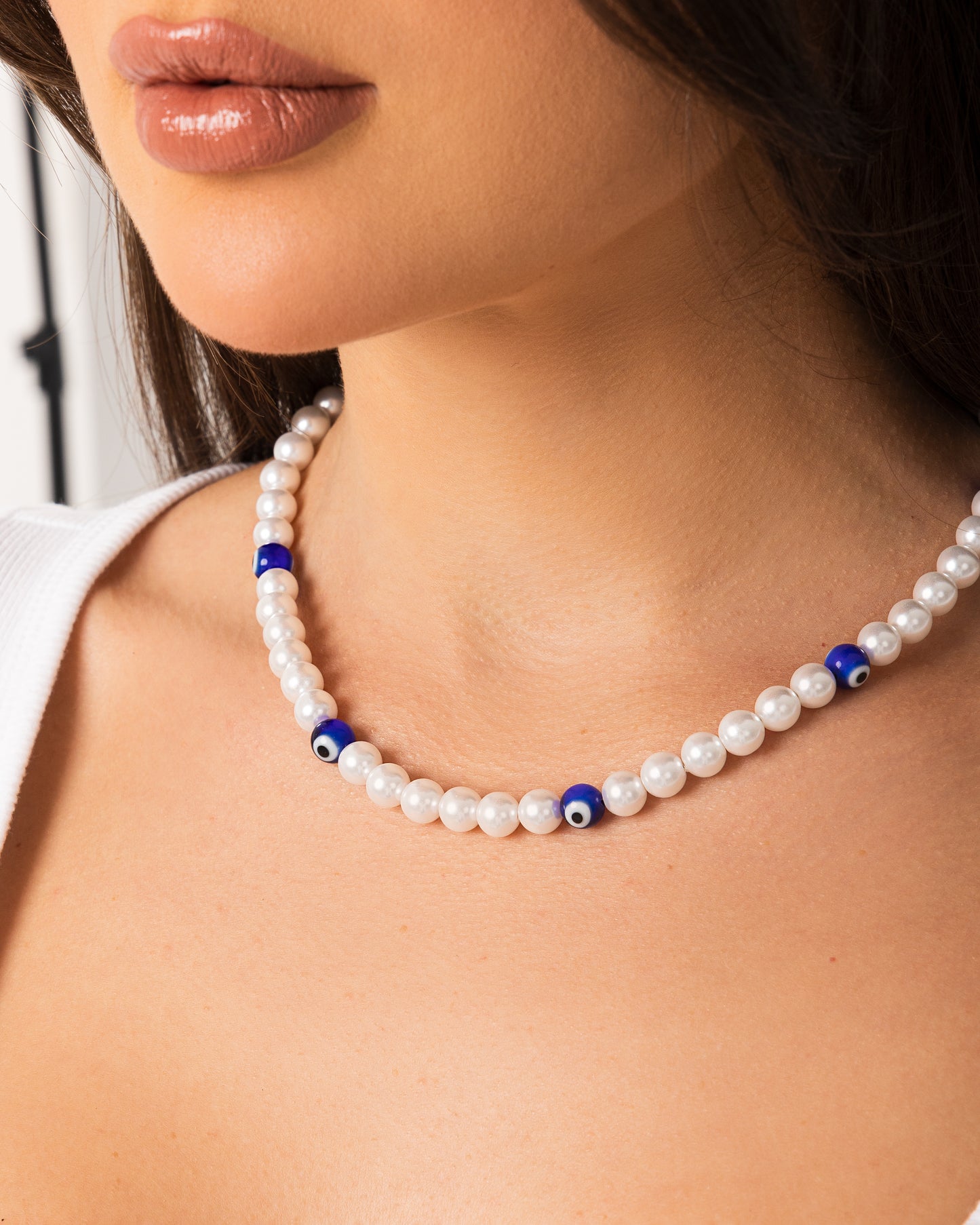 🧿 High-Quality Japanese Beaded Necklace with Blue Evil Eye Beads