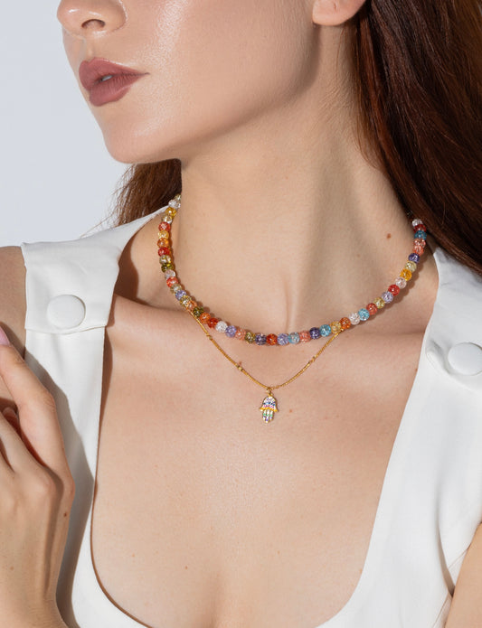 Colorful Shattered Glass Beads Necklace