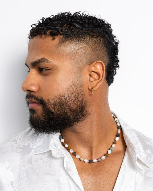 Cultured Pearl Mixed With Natural Stone