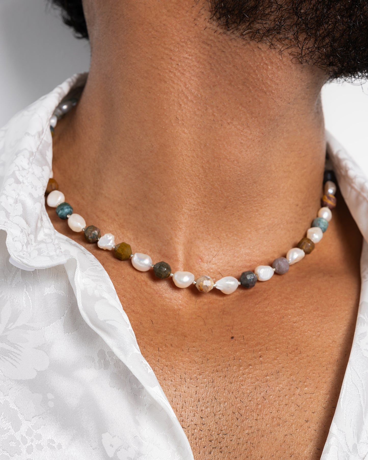 Cultured Pearl Mixed With Natural Stone