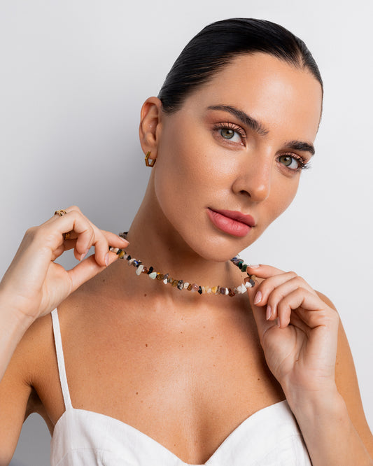 Colorful Sustainable Natural Stone Necklace
