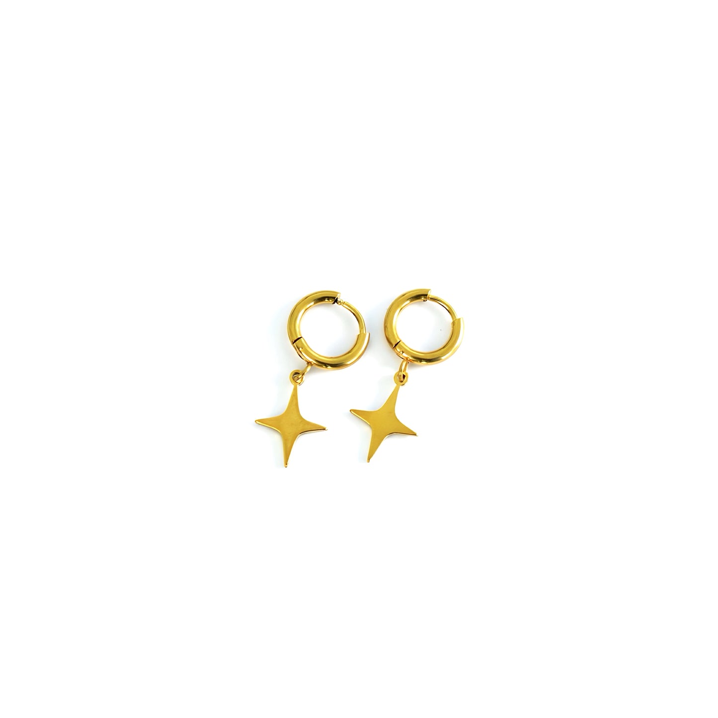 Stainless steel earrings featuring a sleek star charm