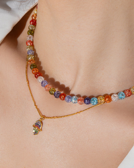 Colorful Shattered Glass Beads Necklace