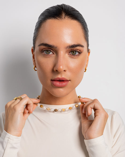 Cultured Pearl Mixed With Natural Stone