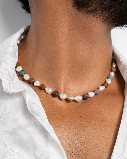 Cultured Pearl Mixed With Natural Stone