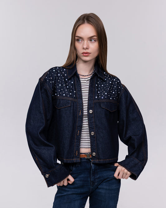 Custom Zara Denim Crystal Jacket