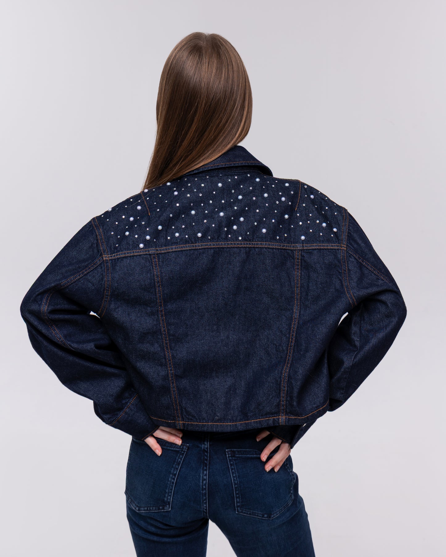 Custom Zara Denim Crystal Jacket