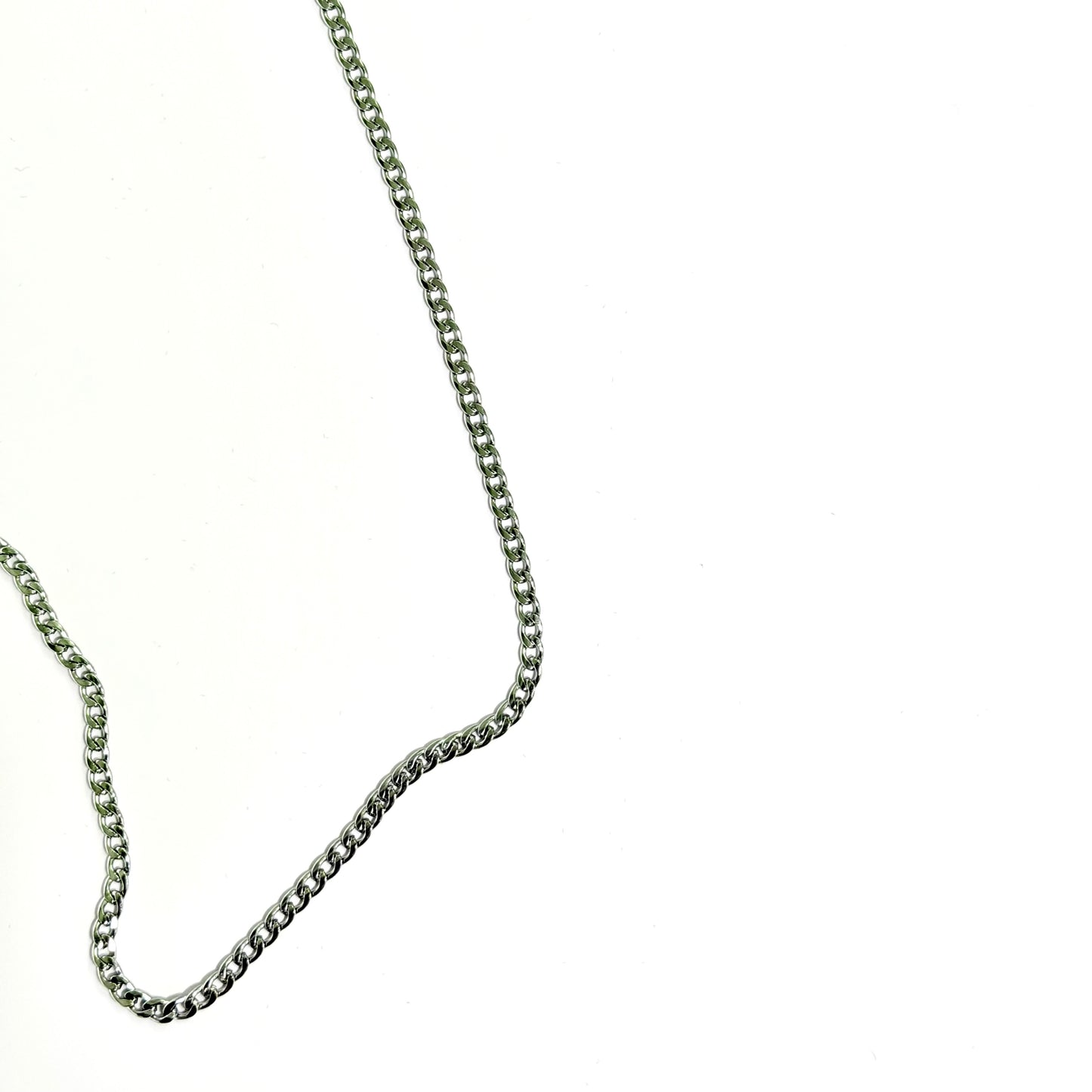 silver stainless steel necklace designed with a clean timeless look.
