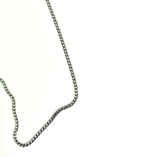 silver stainless steel necklace designed with a clean timeless look.