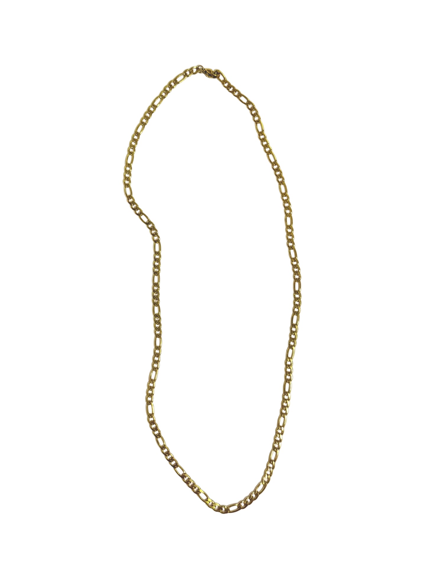 gold stainless steel necklace featuring uniquely shaped interlocking links for a bold modern look.