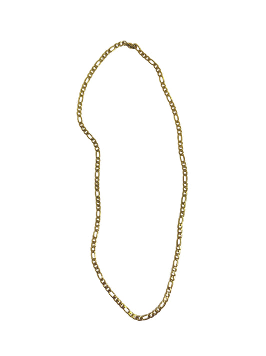 gold stainless steel necklace featuring uniquely shaped interlocking links for a bold modern look.