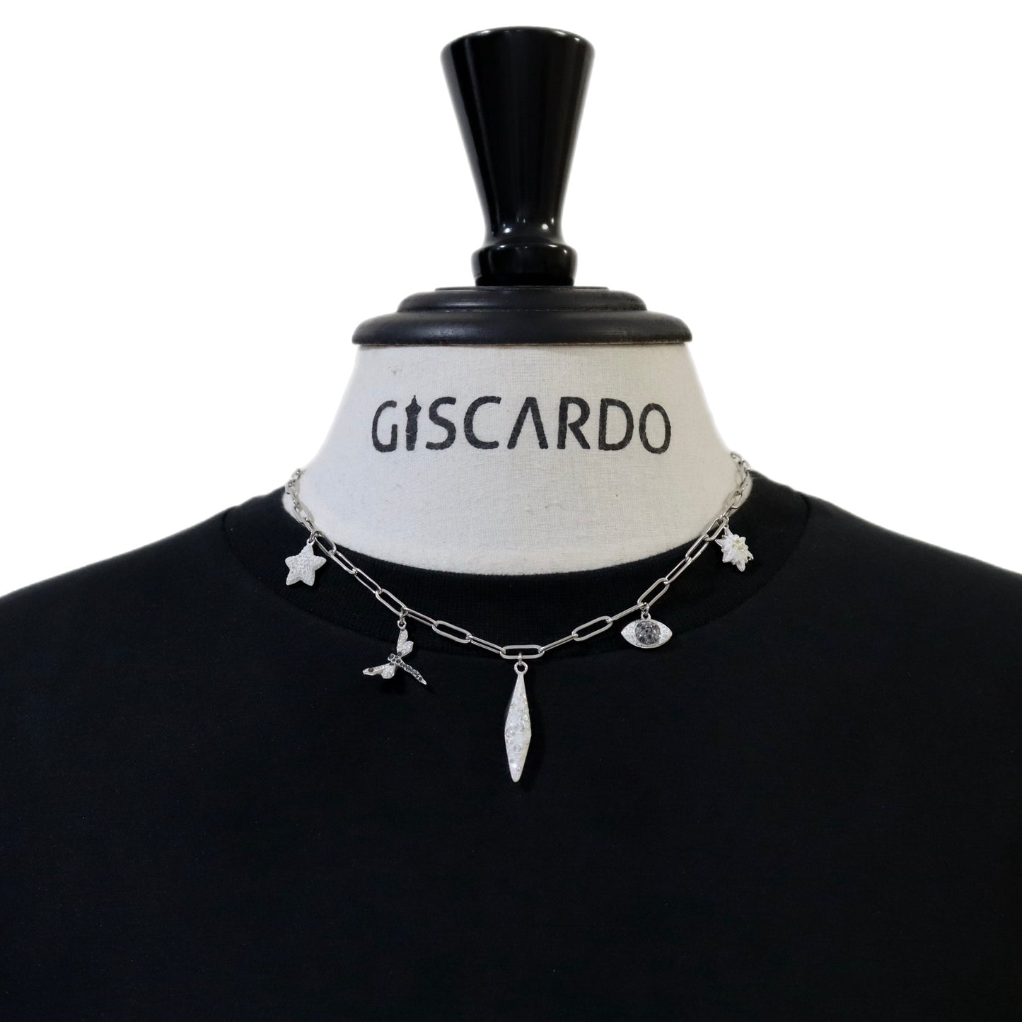 Stainless steel necklace with 5 original Swarovski charms