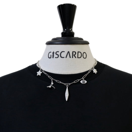 Stainless steel necklace with 5 original Swarovski charms