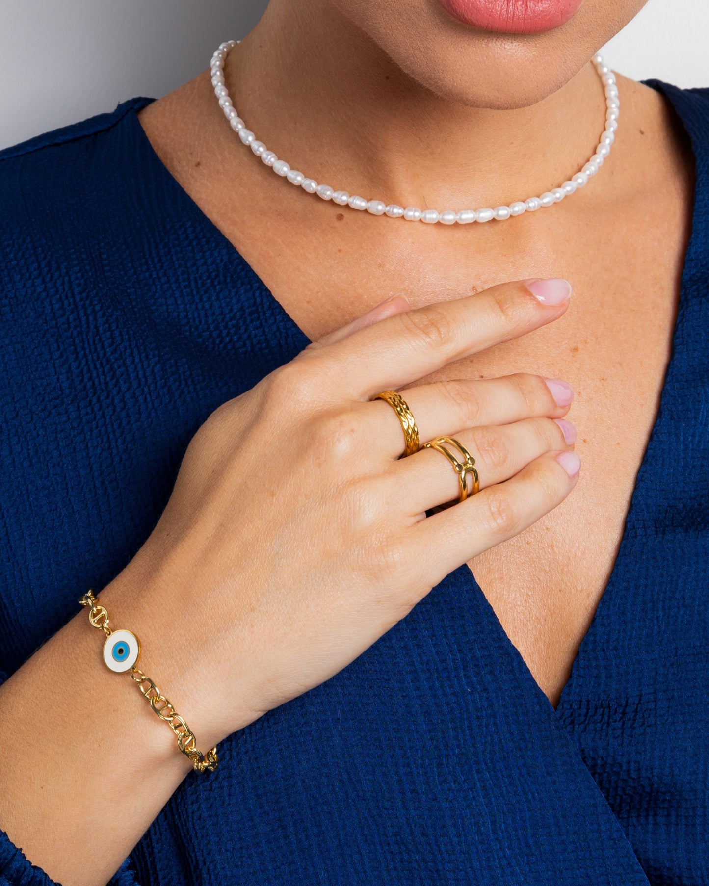 Stainless steel ring plated with genuine gold
