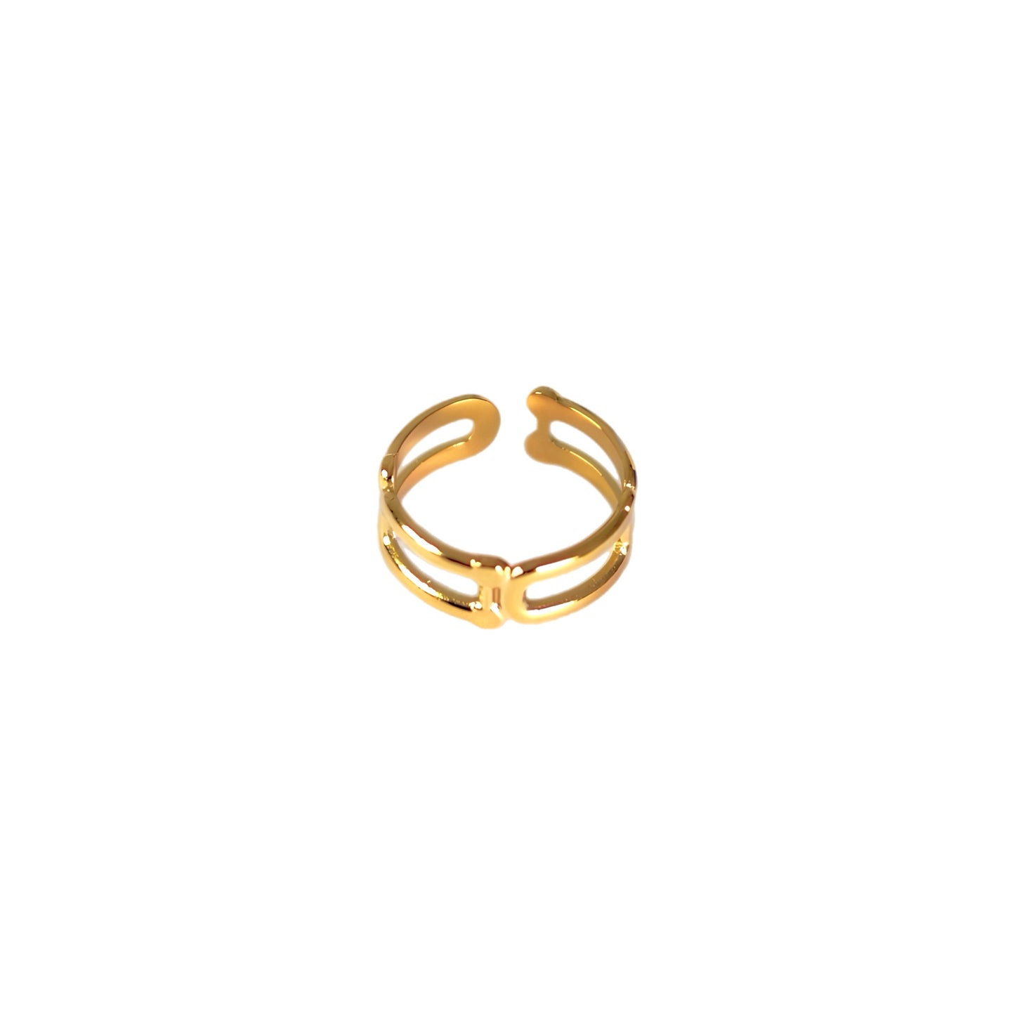Stainless steel ring plated with genuine gold