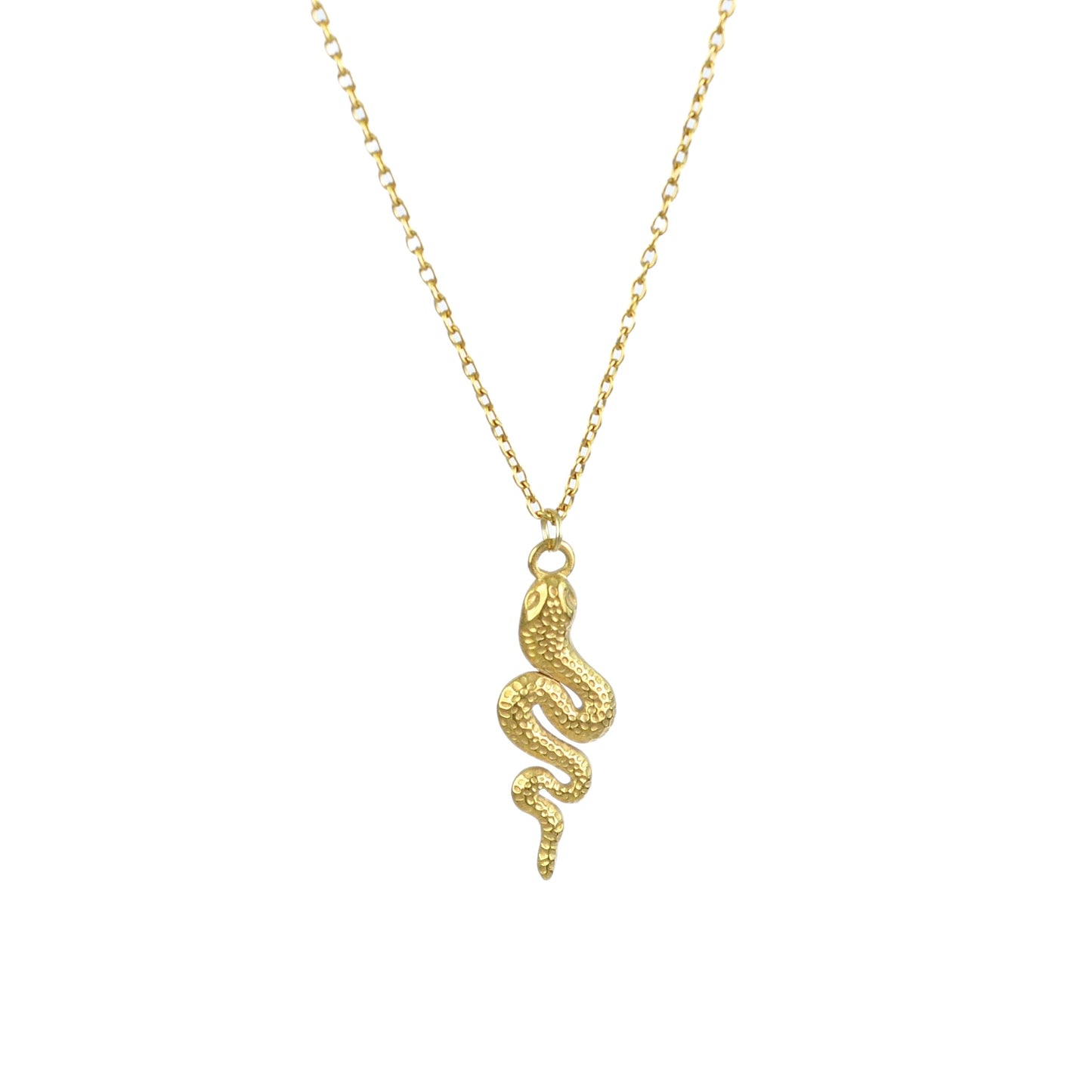 Gold-toned stainless steel necklace featuring a sleek snake design