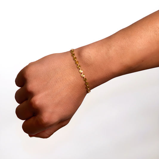 Gold-tone stainless steel bracelet with circular links